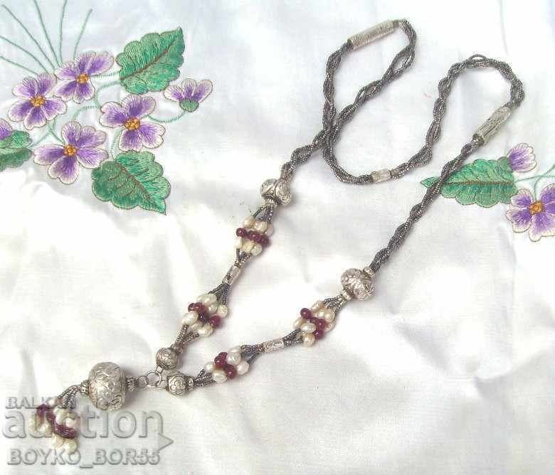 Unique Silver Antique 18th Century Jewelry Necklace with Pearls and Carnation with price 190.00 BGN | € 97.15 Unique Silver Antique 18th Century Jewelry Necklace with Pearls and Carnation with price 190.00 BGN | € 97.15