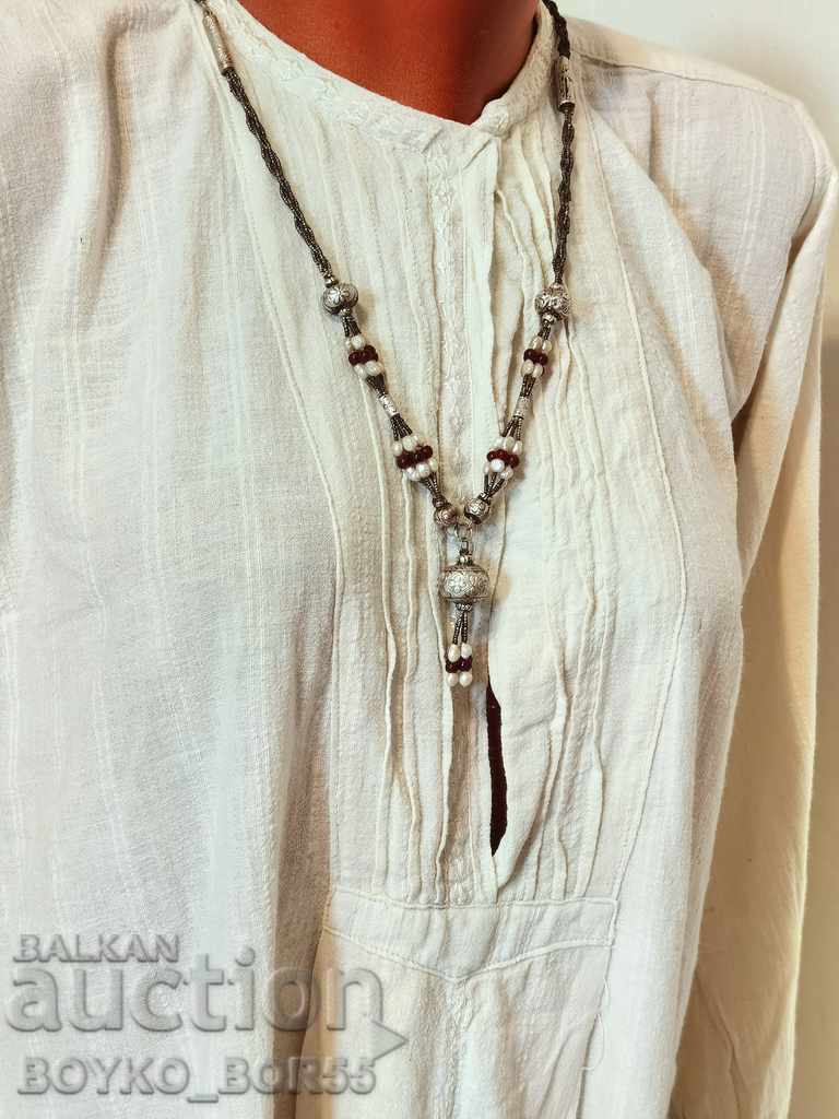 Delivery of Unique Silver Antique 18th Century Jewelry Necklace with Pearls and Carnation Delivery of Unique Silver Antique 18th Century Jewelry Necklace with Pearls and Carnation