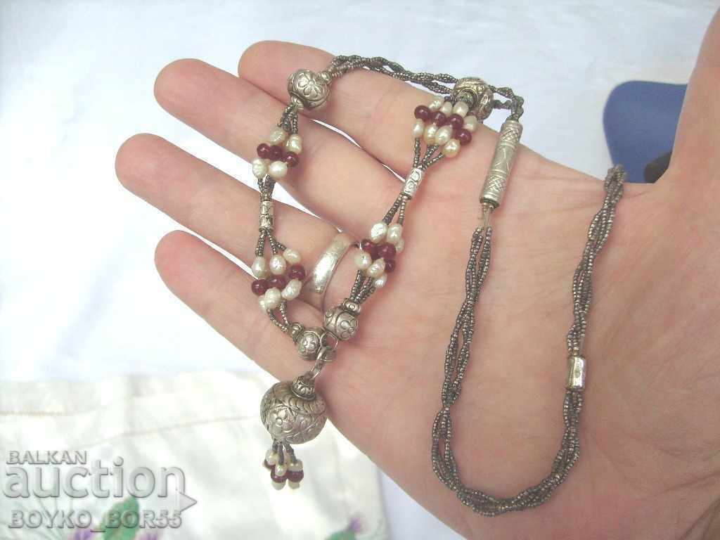 Unique Silver Antique 18th Century Jewelry Necklace with Pearls and Carnation - 5 Unique Silver Antique 18th Century Jewelry Necklace with Pearls and Carnation - 5