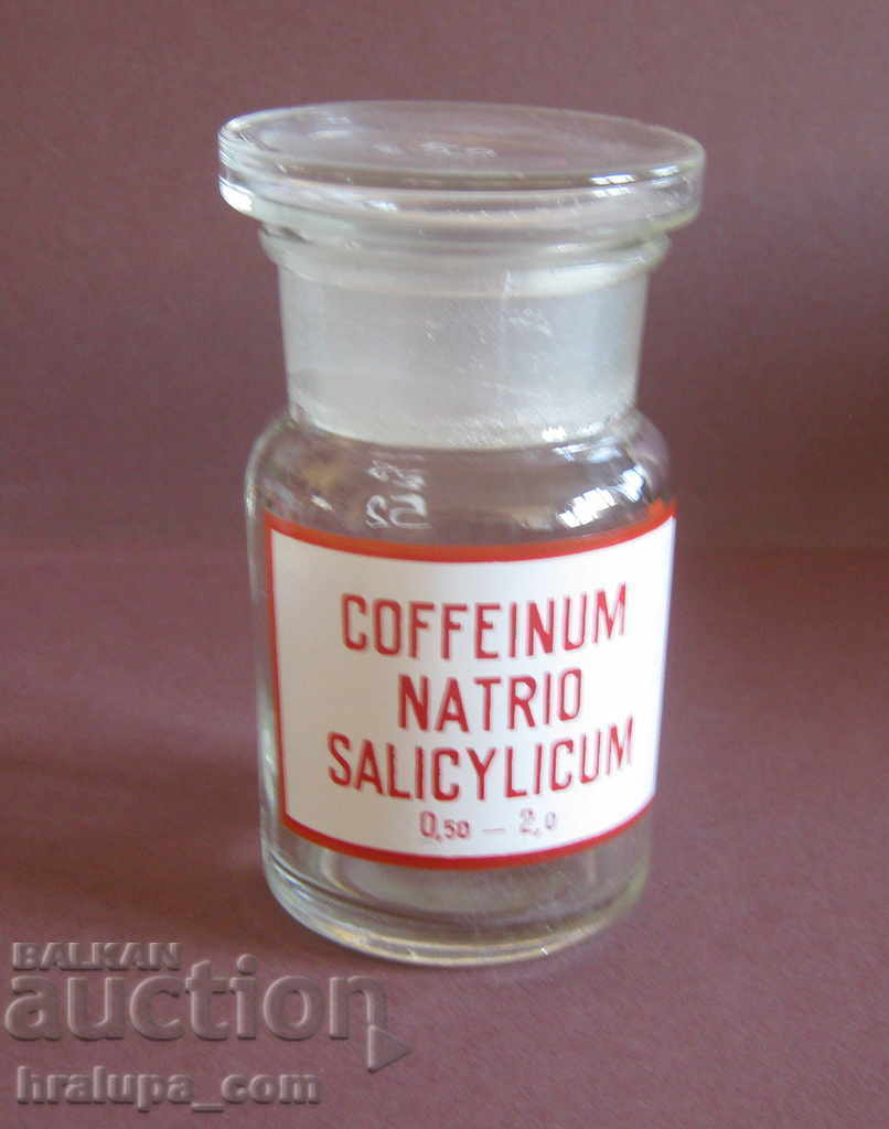 Sticlă farmaceutică antică Cofeină opiacee