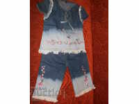 Children's suit pants3 / 4 and denim ombre blouse for 2-3 hours