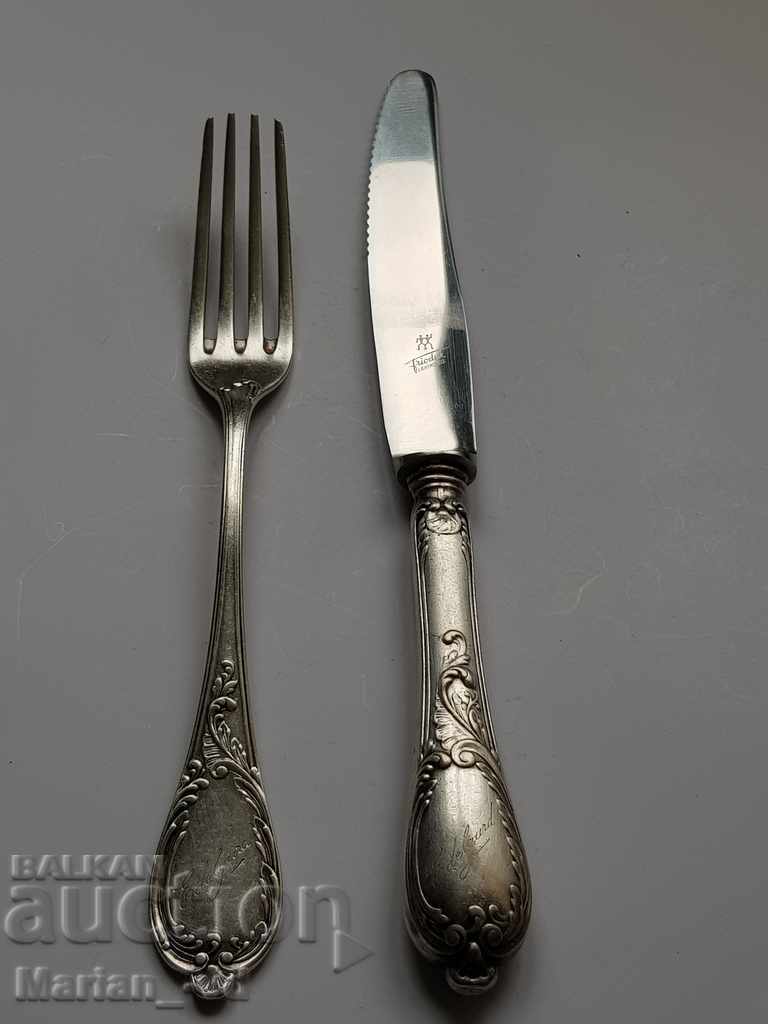 Silver-plated fork and knife