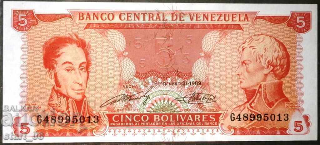 Venezuela 5 bolivari 1989