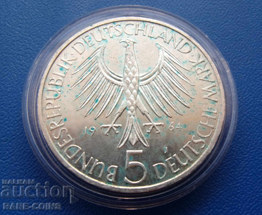 Γερμανία 5 Mark 1964 J Rare PROOF UNC Original με τιμή € 84.36 | 164.99 BGN