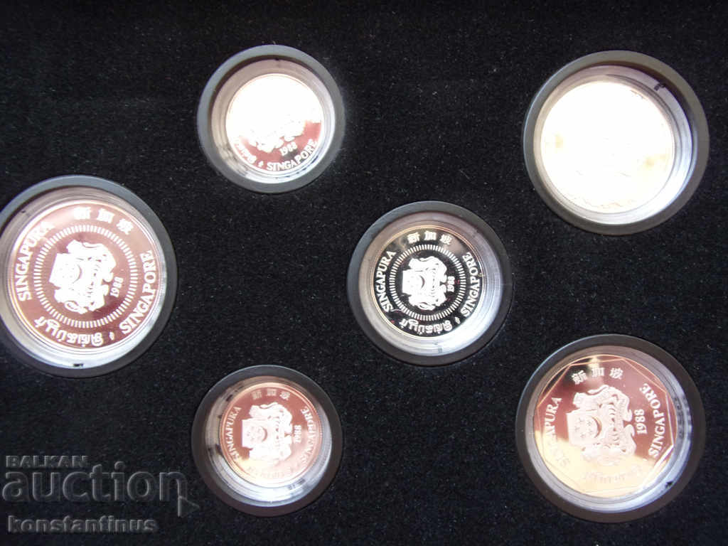 Сингапур  Сребърен PROOF  сет  1988  UNC  Rare - 6