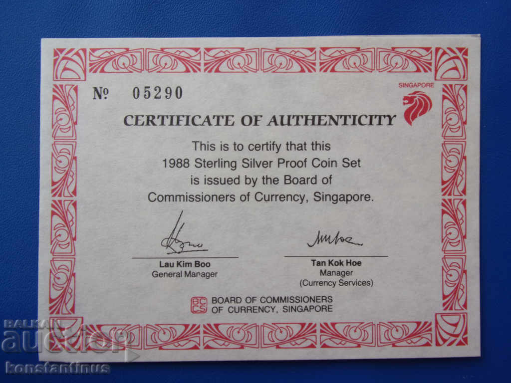Сингапур  Сребърен PROOF  сет  1988  UNC  Rare - 7