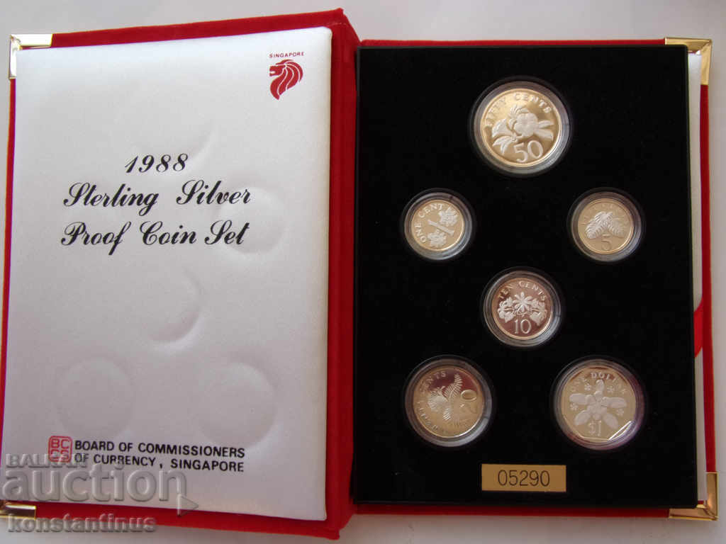 Singapore Silver PROOF Set 1988 UNC Rare