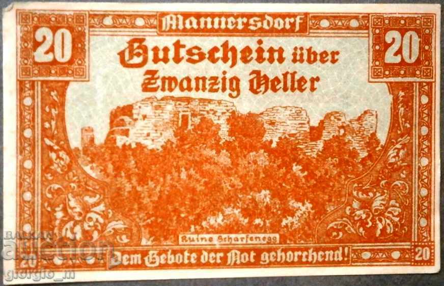Austria 20 Heller 1920