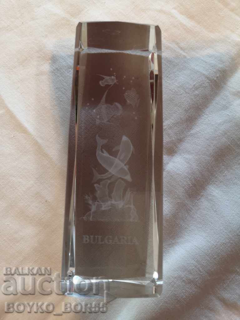 Auction Crystal Paperweight Marine Motifs Auction Crystal Paperweight Marine Motifs