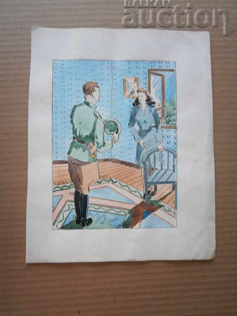 Drawing painting watercolor 40s WW2 WWII