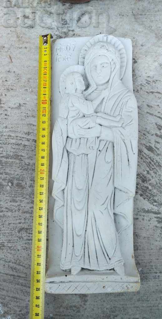 Auction  PLASTER PANEL OF THE VIRGIN MARY JESUS CHRIST ICON