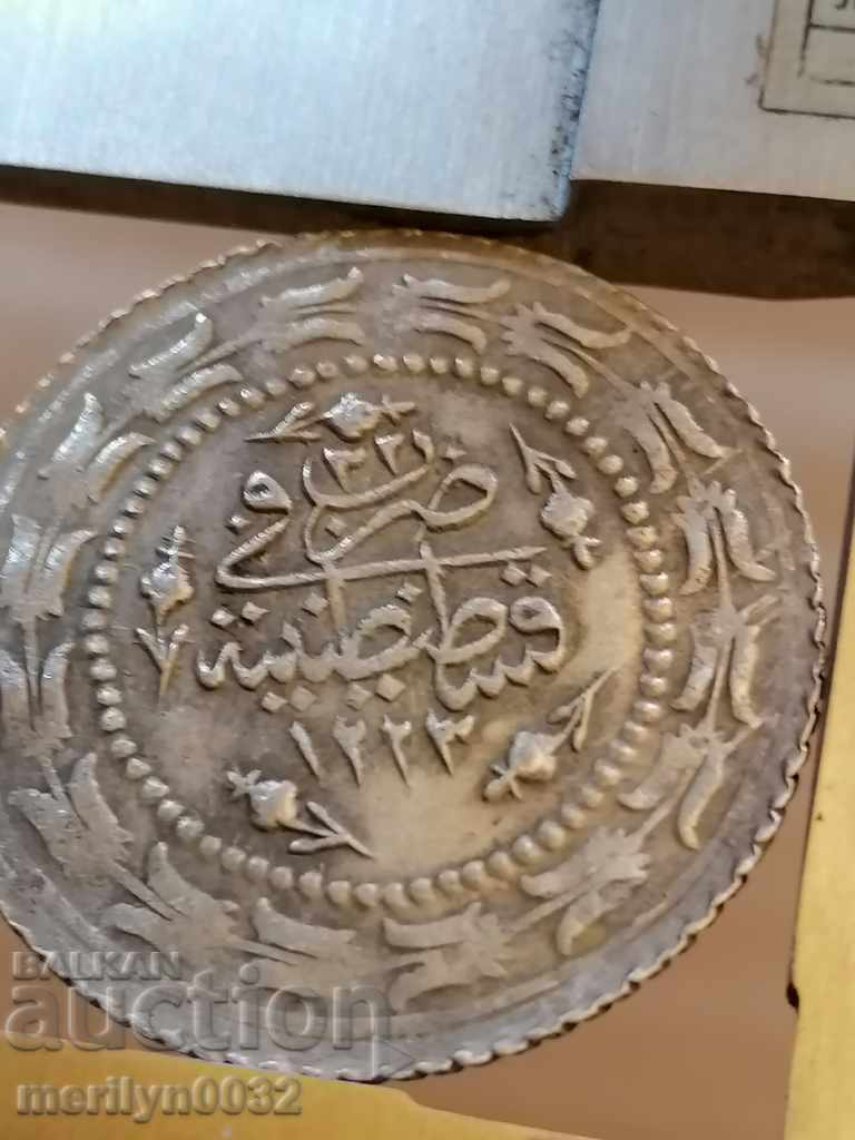 Turkish silver coin 3.2 grams of silver 465/1000 Mahmud 2nd - 6 Turkish silver coin 3.2 grams of silver 465/1000 Mahmud 2nd - 6