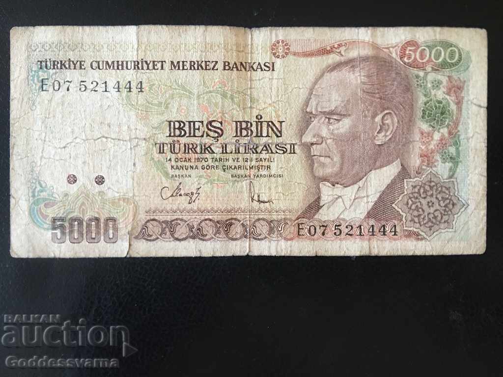 Turkey 5000 Lira 1970 (1992) Πρόθεμα E Επιλογή 197 Ref 1444