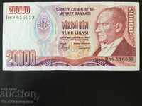 Turkey 20000 Lira 1970 (1995) Prefix D Pick 201 Ref 6033