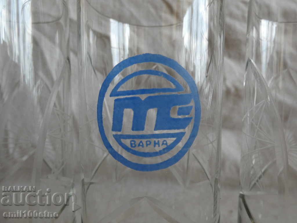 Auction  Service crystal 6 glasses for water or beer Mototechnika Varna