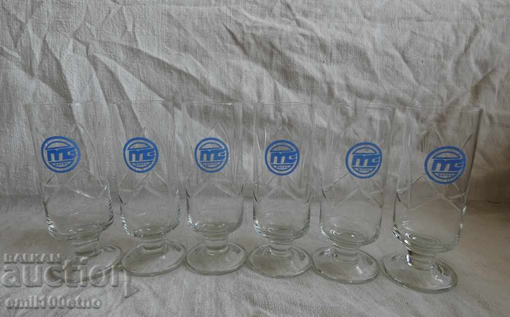 Service crystal 6 glasses for water or beer Mototechnika Varna