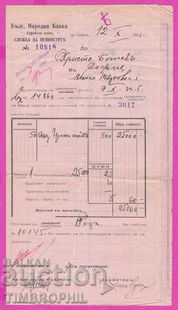 265548 / Bulgarian National Bank Values Service Sofia 1931 with price 3.00 BGN | € 1.53 265548 / Bulgarian National Bank Values Service Sofia 1931 with price 3.00 BGN | € 1.53