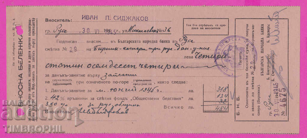 265560 / Bulgarian National Bank Import Note Ruse 1945 with price 2.00 BGN | € 1.02 265560 / Bulgarian National Bank Import Note Ruse 1945 with price 2.00 BGN | € 1.02