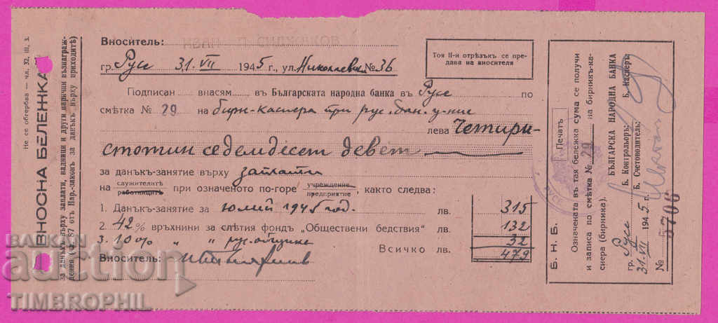 265562 / Bulgarian National Bank Import Note Ruse 1945 with price 2.00 BGN | € 1.02 265562 / Bulgarian National Bank Import Note Ruse 1945 with price 2.00 BGN | € 1.02