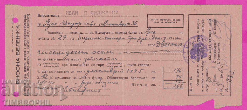 265563 / Bulgarian National Bank Import Note Ruse 1945 with price 2.00 BGN | € 1.02