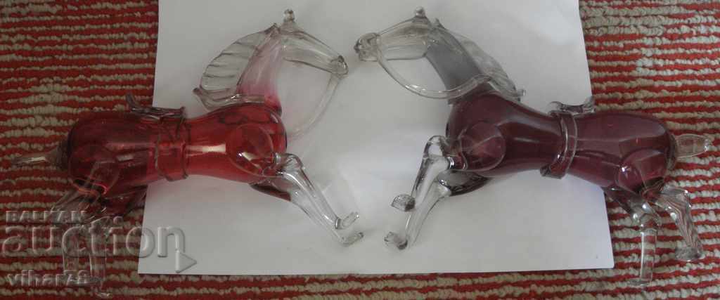 TWO GLASS FIGURES OF HORSES - 7 TWO GLASS FIGURES OF HORSES - 7