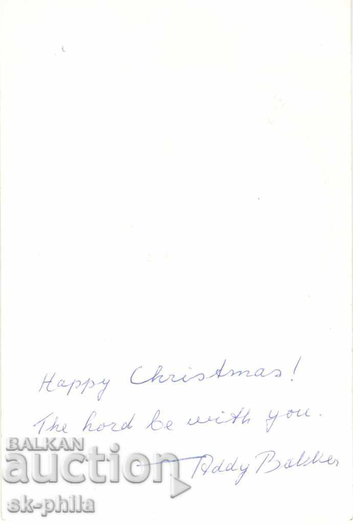 Old card - Greeting card - Christmas tree branch - textile with price 0.50 BGN | € 0.26