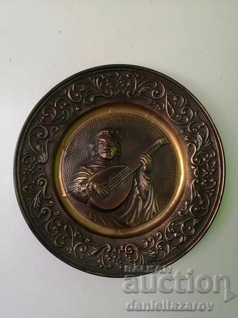 Old Copper Panel, Painting Musician - 5 Old Copper Panel, Painting Musician - 5