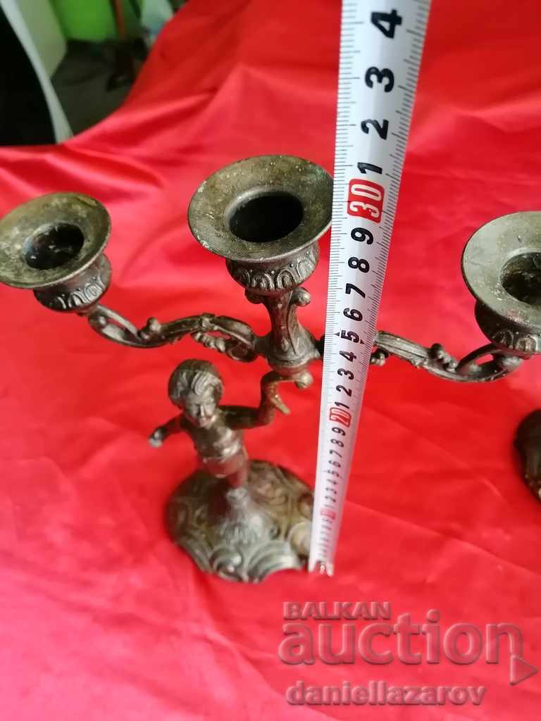 Set of Old Fireplace BAROQUE Candlesticks Threesomes - 5 Set of Old Fireplace BAROQUE Candlesticks Threesomes - 5