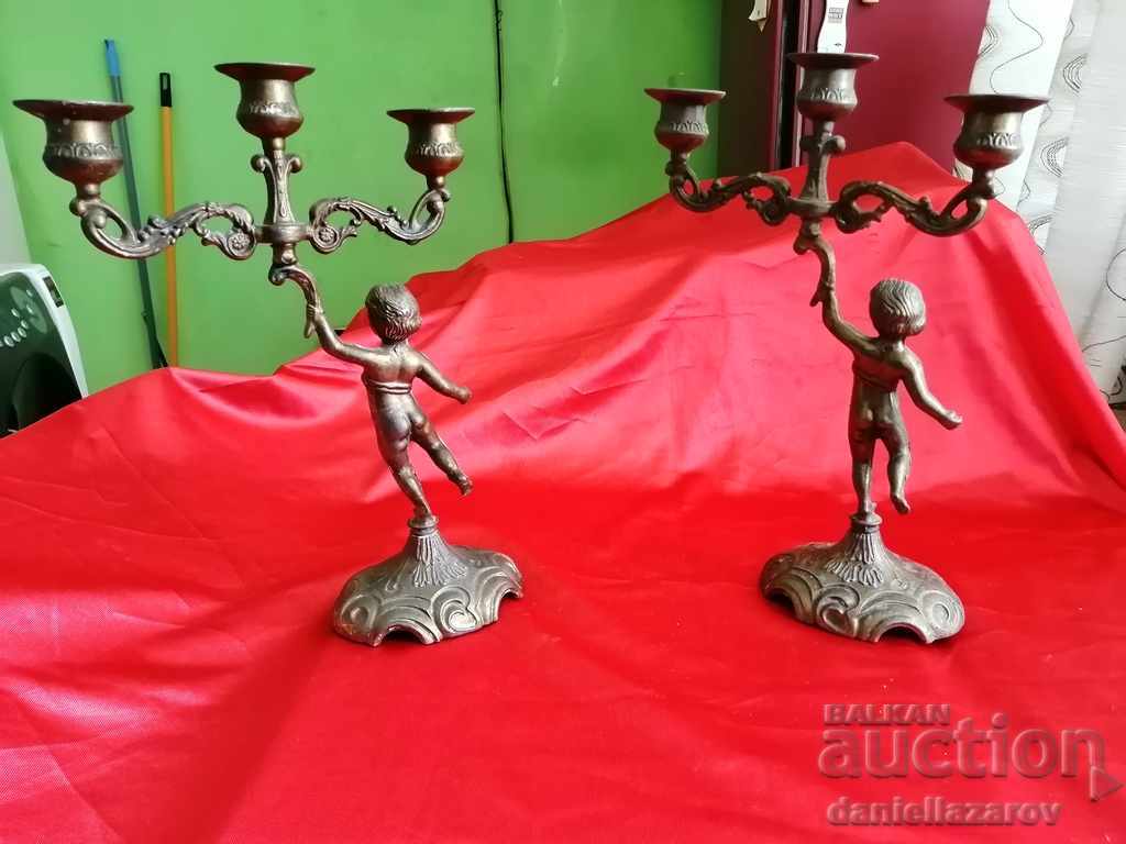 Set of Old Fireplace BAROQUE Candlesticks Threesomes - 7 Set of Old Fireplace BAROQUE Candlesticks Threesomes - 7
