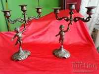 Set of Old Fireplace BAROQUE Candlesticks Threesomes
