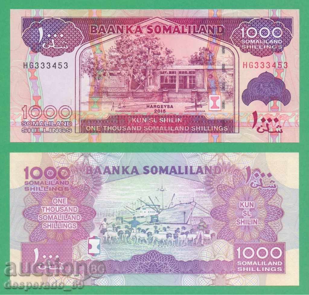 (¯` '• .¸ Somaliland 1000 șilinici 2015 UNC •. •' '¯)
