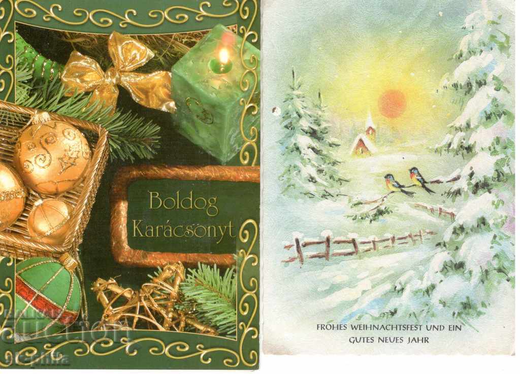 Стара картичка - поздравителна - Честита Коледа! - 2 бр