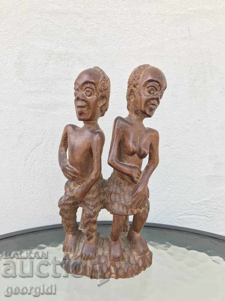 Figură sculptată în lemn - artă africană №0458