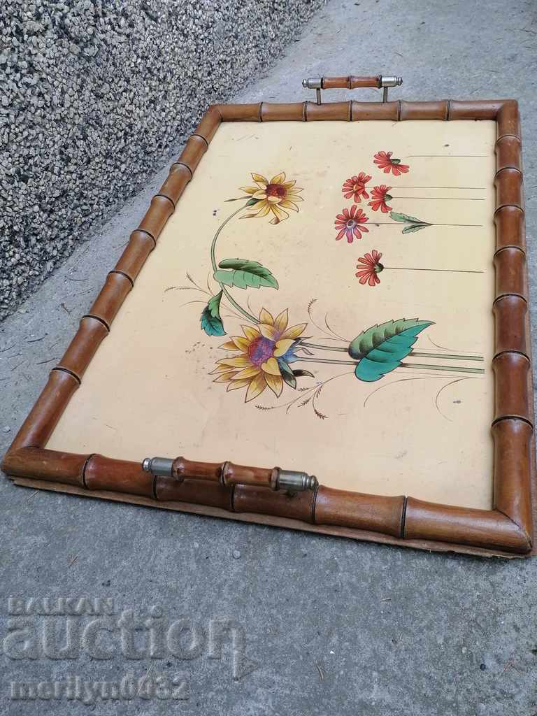 Old hand-painted bamboo tray 50/39cm casserole early 20th century with price 85.00 BGN | € 43.46 Old hand-painted bamboo tray 50/39cm casserole early 20th century with price 85.00 BGN | € 43.46