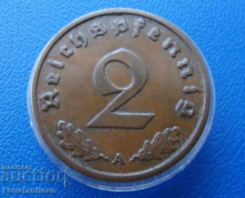 Germany III Reich 2 Pfennig 1936 A Rare with price € 12.78 | 25.00 BGN