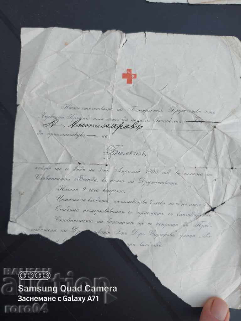 Delivery of BALL - RED CROSS - 1895 Delivery of BALL - RED CROSS - 1895