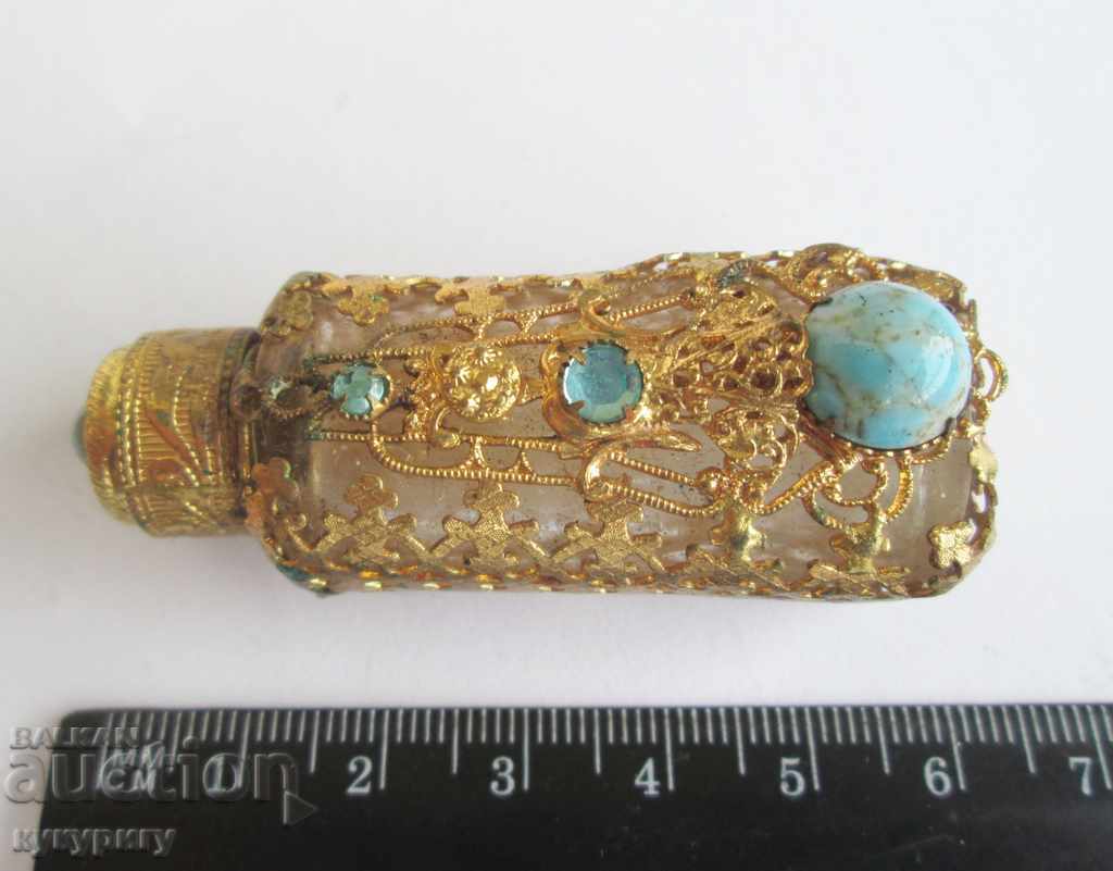 Auction  Old antique perfume bottle with gilded ornaments