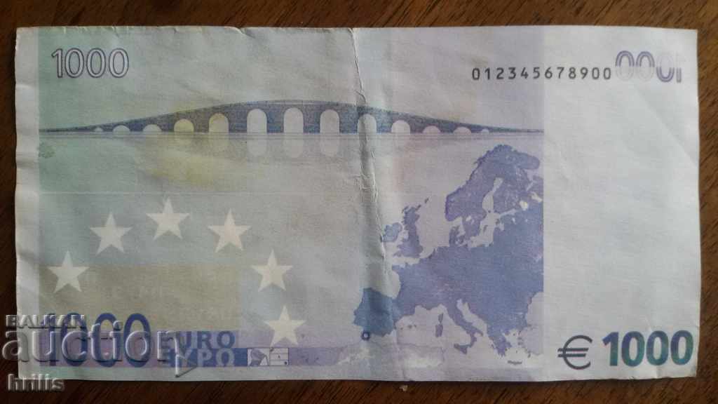 1000 EURO - NOT A GENUINE BANKNOTE with price 9.00 BGN | € 4.60