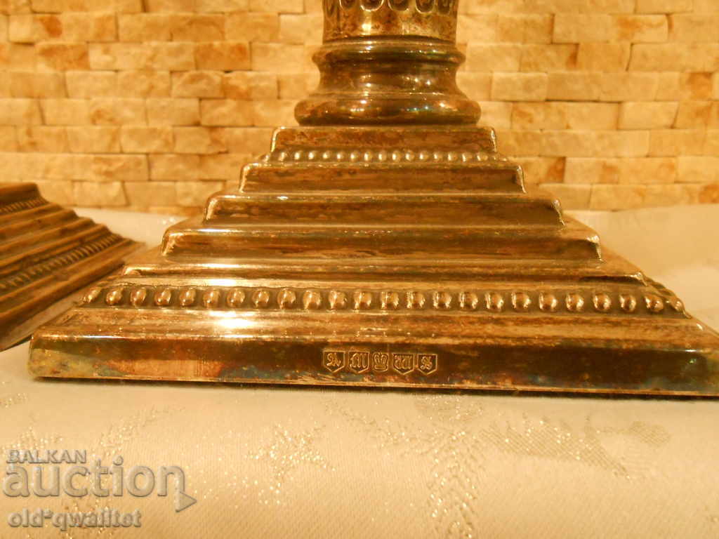 Auction Silver-plated CANDLES, 2 pcs. with STAMPS Auction Silver-plated CANDLES, 2 pcs. with STAMPS