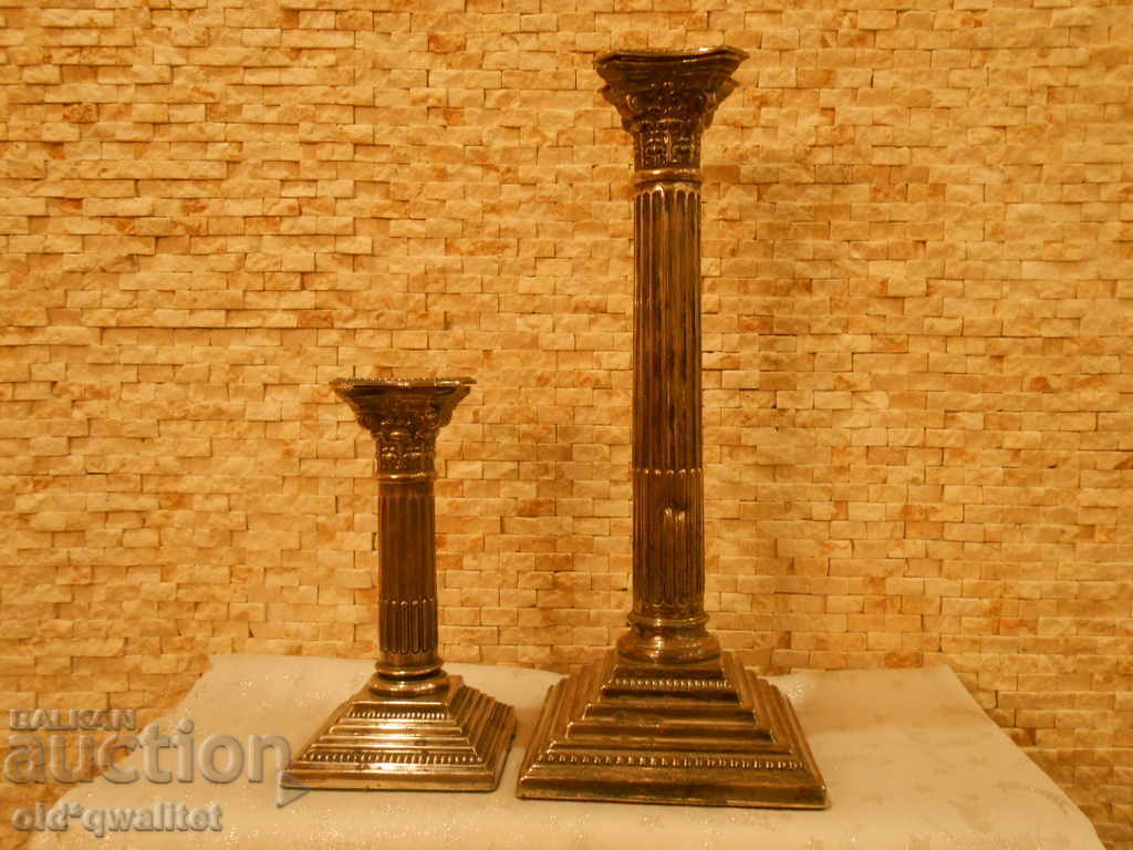 Silver-plated CANDLES, 2 pcs. with STAMPS - 6 Silver-plated CANDLES, 2 pcs. with STAMPS - 6