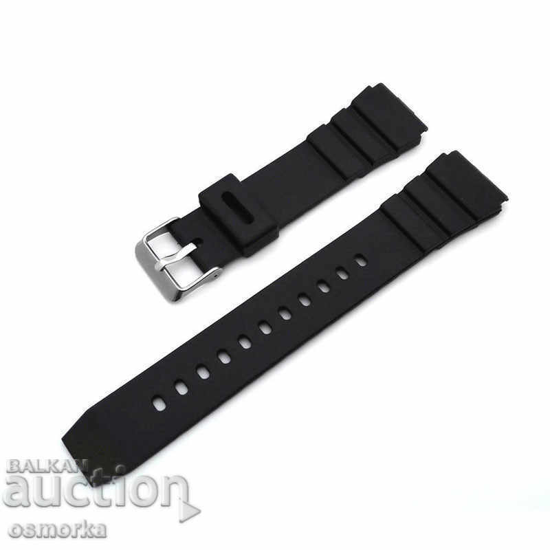 Rubber Watch Strap New Sport Black Silicone 18