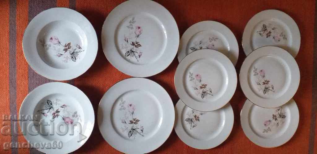 Large plates Limoges FRANCE "Rose" 10 pieces - 5 Large plates Limoges FRANCE "Rose" 10 pieces - 5
