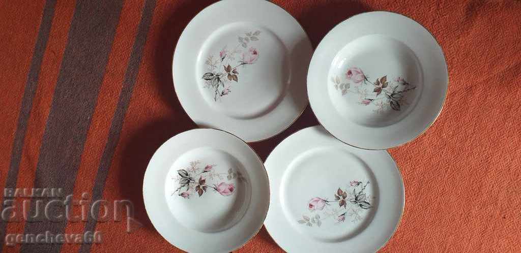 Large plates Limoges FRANCE "Rose" 10 pieces - 7 Large plates Limoges FRANCE "Rose" 10 pieces - 7