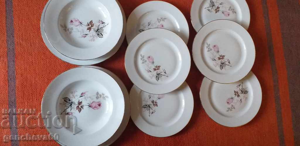 Farfurii mari Limoges FRANTA "Trandafir" 10 bucati