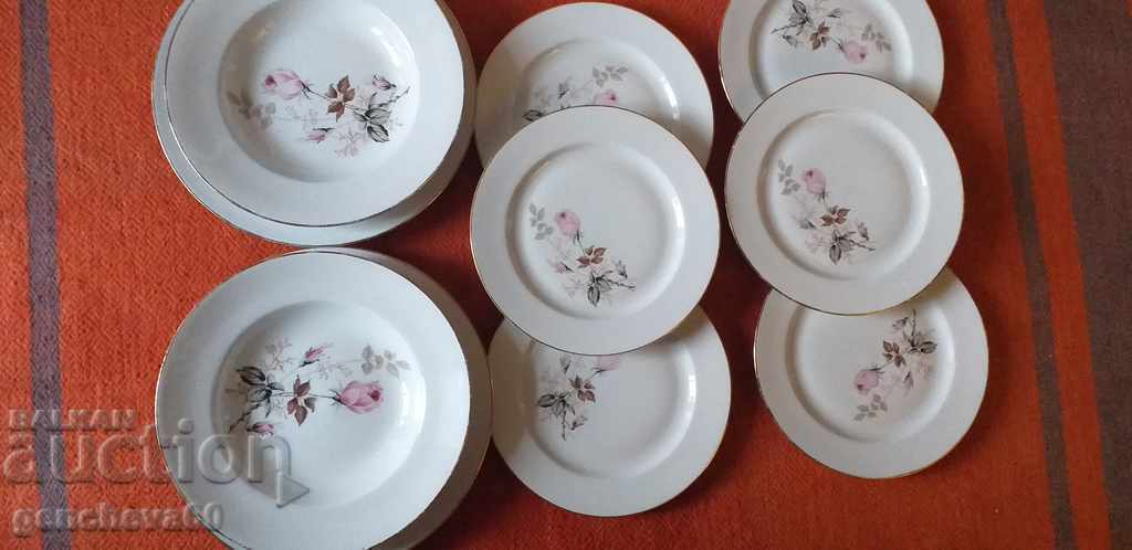 Large plates Limoges FRANCE "Rose" 10 pieces Large plates Limoges FRANCE "Rose" 10 pieces