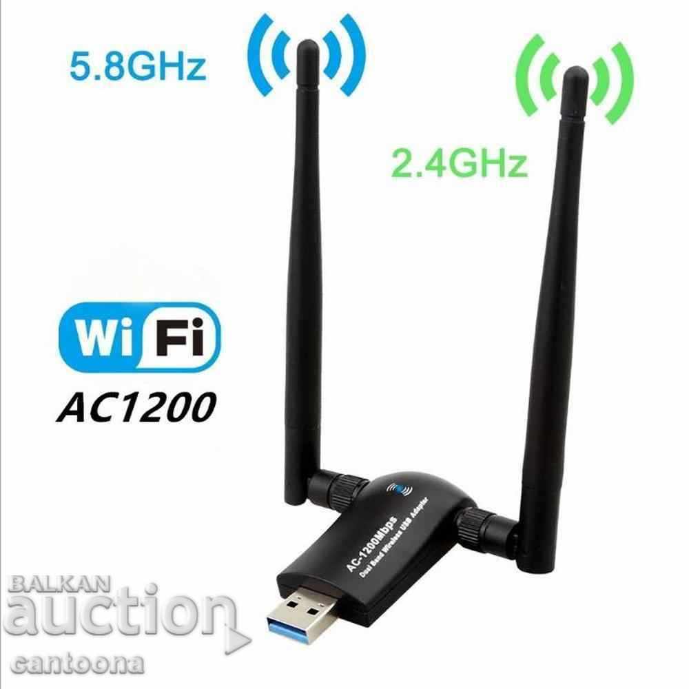 Adaptor de rețea wireless Dual Band USB 3.0 WiFi 1200Mbps