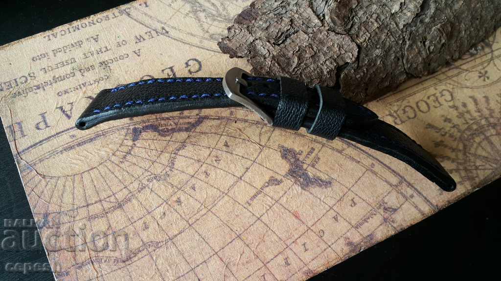 Leather watch strap 26mm Genuine leather by hand 744 - 5 Leather watch strap 26mm Genuine leather by hand 744 - 5