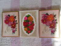 3 RUSSIAN GREETING CARDS - USSR