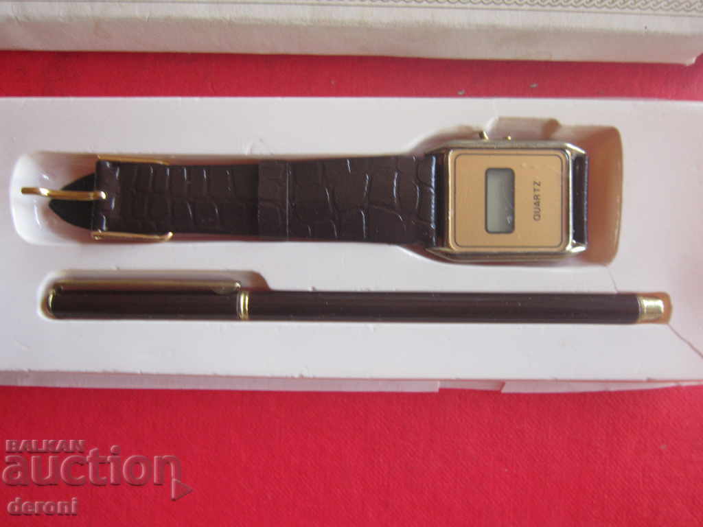 Аукцион Подаръчен комплект часовник писалка химикал Аукцион Подаръчен комплект часовник писалка химикал