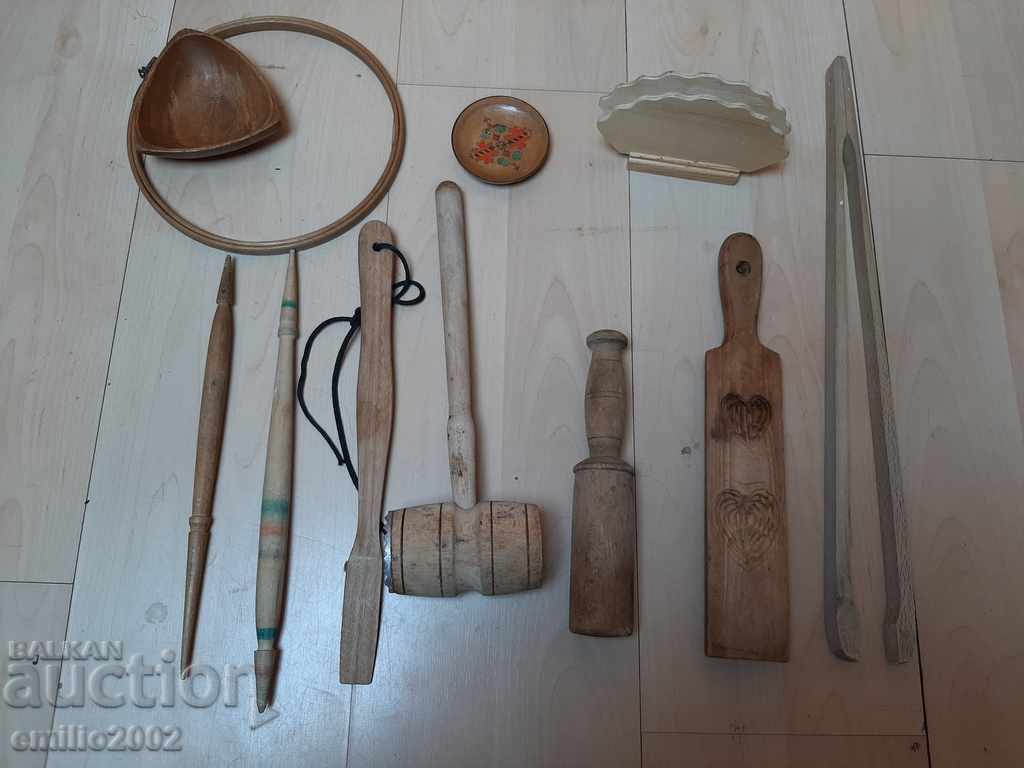 Retro wooden household utensils
